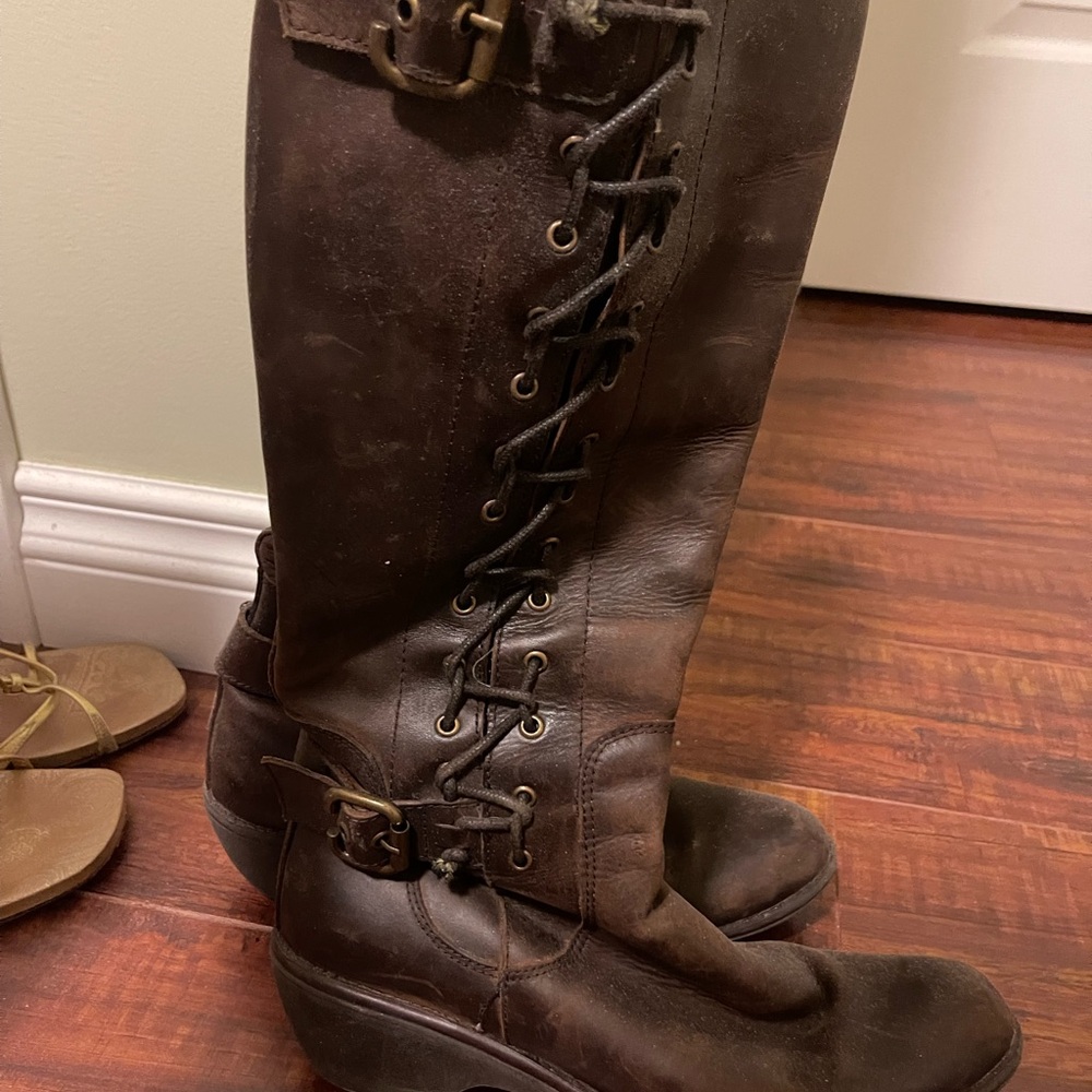 Brown Leather Knee-High Boots